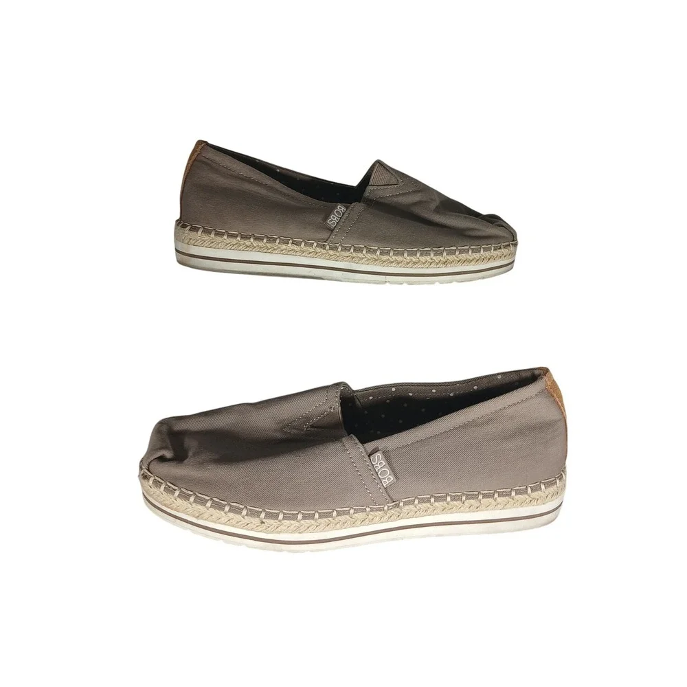 BOBS from Skechers Espadrille Flats Taupe Canvas Memory Foam Women Size 7.5